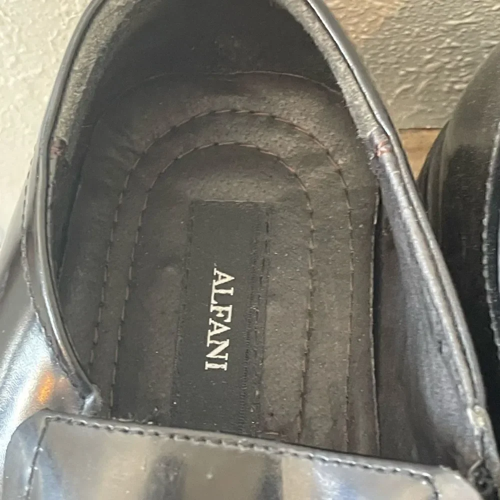 EUC Alfani Mens Black Leather Slip-On Dress Shoes Size 10M